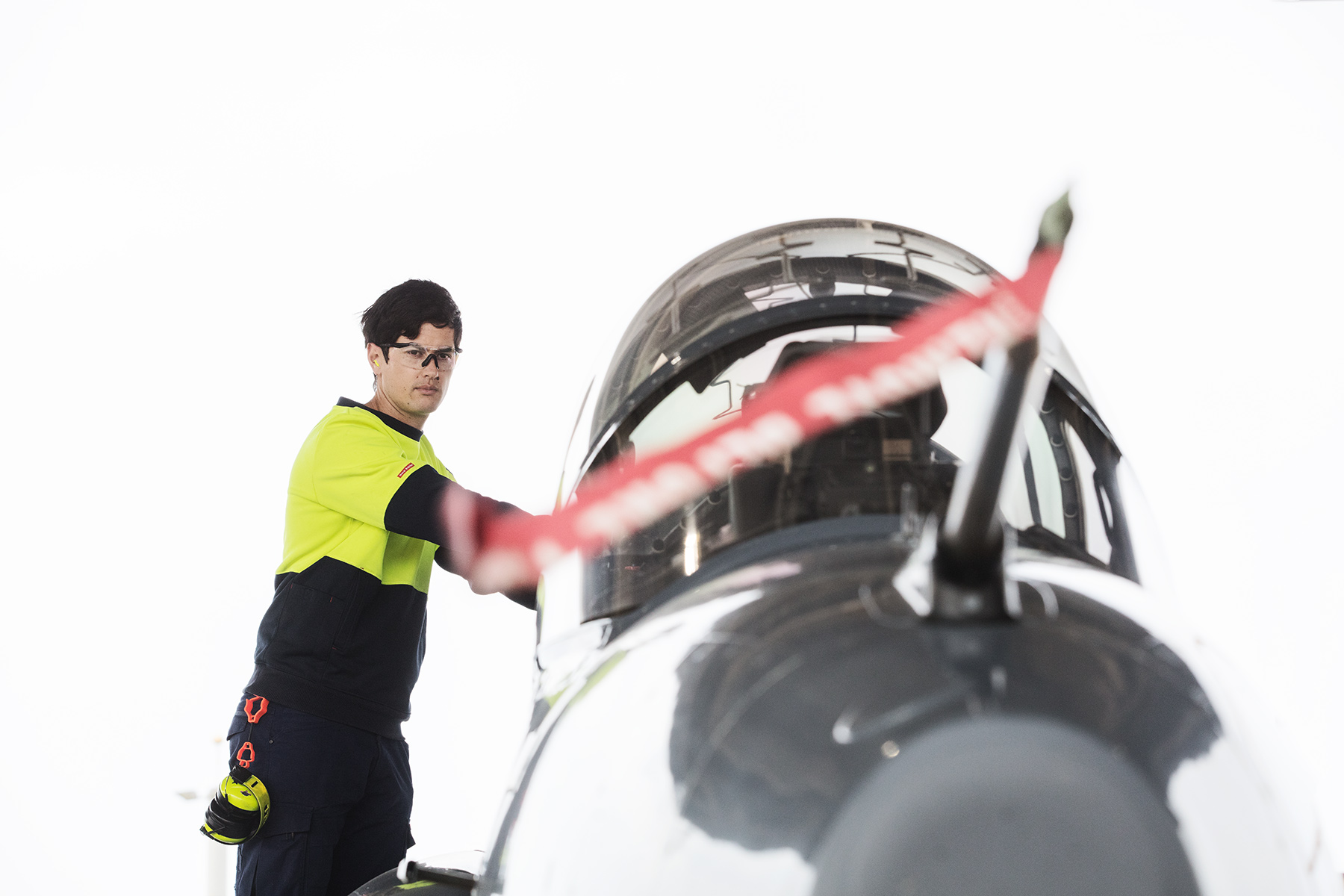 Aircraft mechanic at airbase
